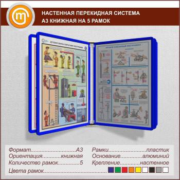 Настенная перекидная система А3 на 5 рамок книжная