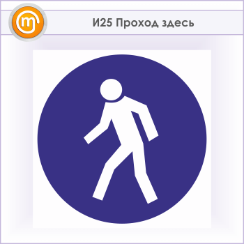 Знак «Проход здесь», И25 (металл, 300х300 мм)