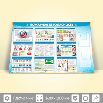 Стенд «Пожарная безопасность» с 2-мя глубокими А4 карманами (PB-24.1-GOLD)