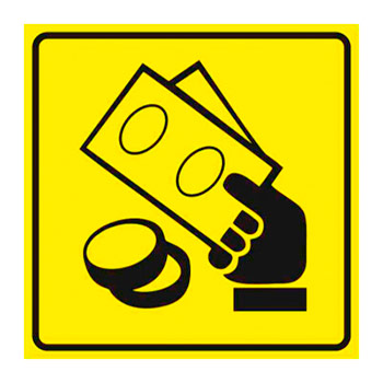 Тактильная пиктограмма «Касса», ДС30 (полистирол 3 мм, 150х150 мм)