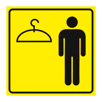 Визуальная пиктограмма «Мужская раздевалка», ДС39 (пластик 2 мм, 150х150 мм)