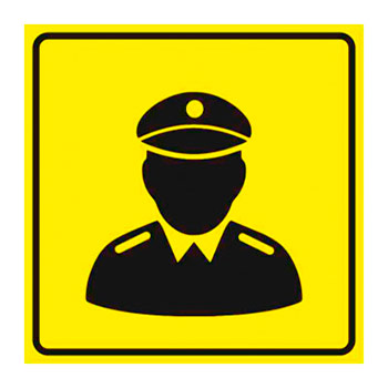 Тактильная пиктограмма «Охрана», ДС45 (полистирол 3 мм, 150х150 мм)