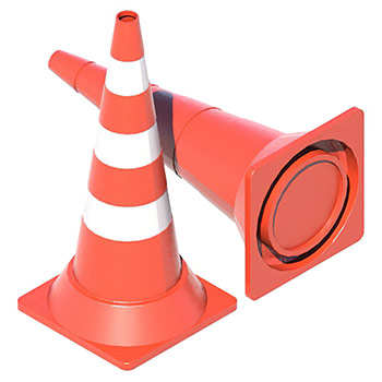 Водоналивной дорожный конус 750 мм с цельным днищем с тремя светоотражающими полосами